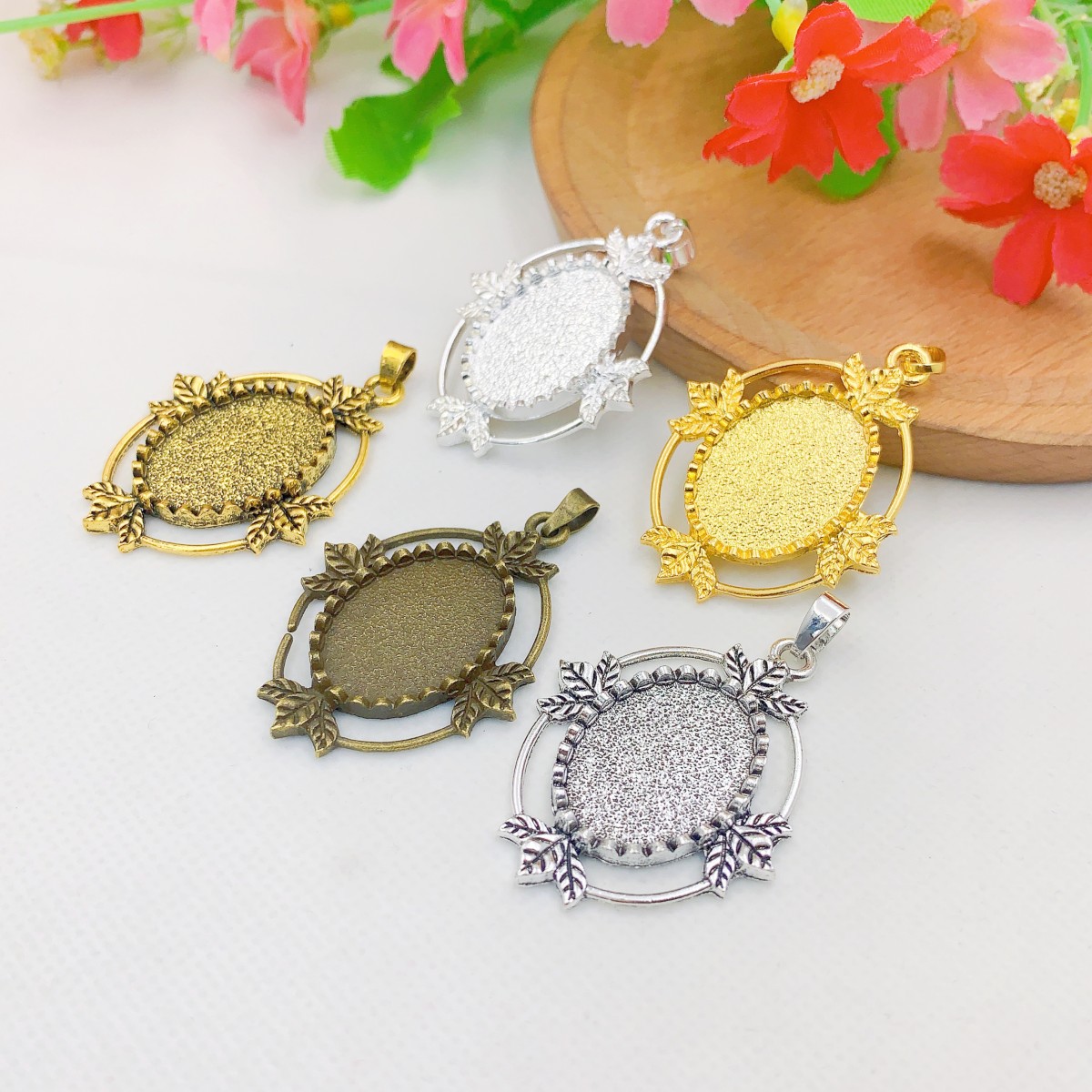 Bezels Set Pendant - Onebeading Fit 18x25mm Cabochon ovali Cornice