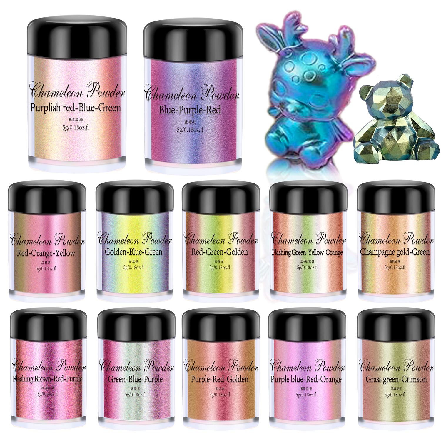 Resin Pigment Set - 5g Camaleonte Polvere Unghie Colorazione Polvere